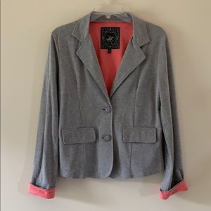 🌟 Grey sweatshirt blazer with coral interior